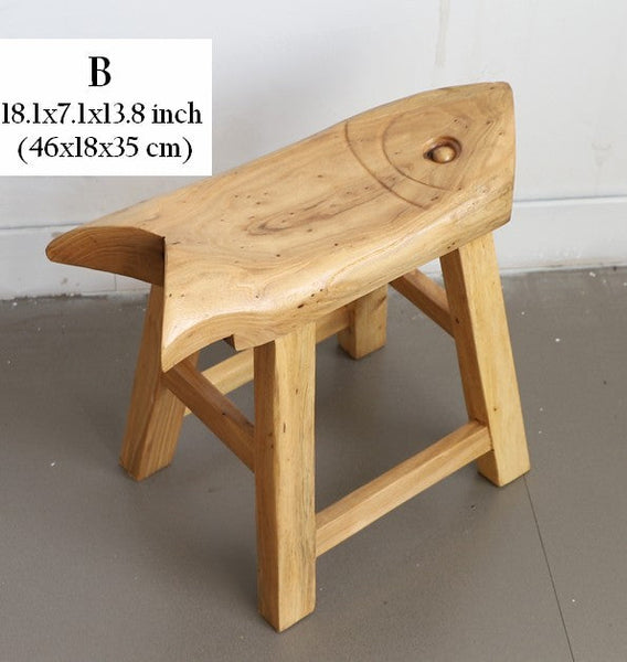Children's Wooden Stool, Sofa Stool, Dining Table Stool, Handmade Solid Wood low Stool, Creative Shoe-changing Stool, Old Elm Wood Stool-ArtWorkCrafts.com