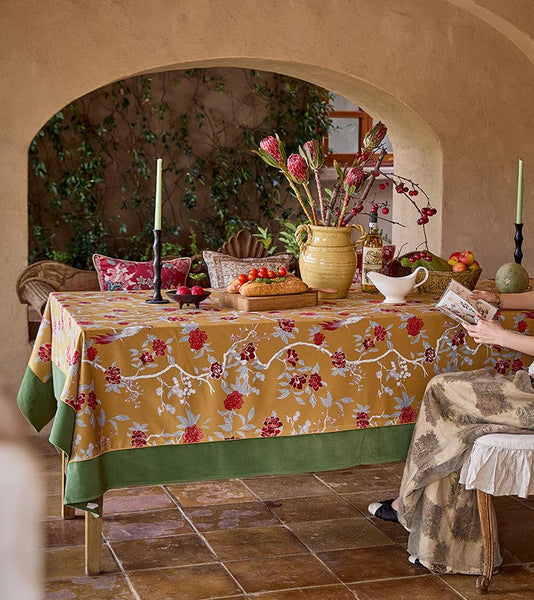Farmhouse Table Cloth, Dining Room Flower Table Cloths, Large Square Tablecloth for Round Table, Extra Large Rectangular Table Covers for Kitchen-ArtWorkCrafts.com