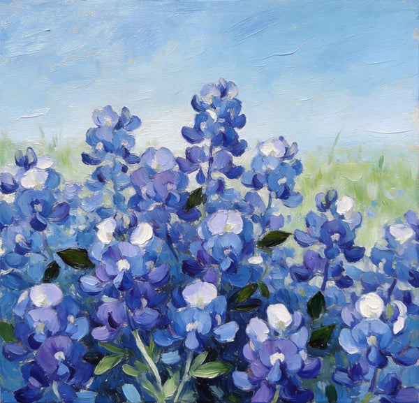 Small Canvas Wall Art, Blue Plumbago in Full Bloom, Still Life Painting, Hand Painted Canvas Art, Original Flower Paintings, Buy Small Paintings Online-ArtWorkCrafts.com