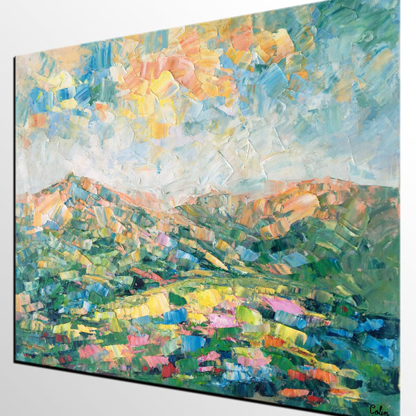 Mountain Landscape Painting, Large Wall Art Paintings, Custom Canvas Painting for Bedroom, Landscape Wall Art Paintings, Original Oil Painting-ArtWorkCrafts.com