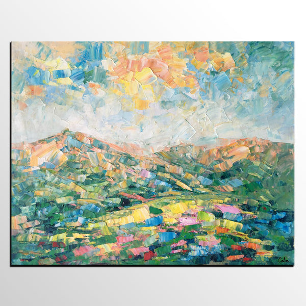 Mountain Landscape Painting, Large Wall Art Paintings, Custom Canvas Painting for Bedroom, Landscape Wall Art Paintings, Original Oil Painting