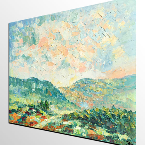 Mountain Landscape Canvas Paintings, Impasto Painting, Palette Knife Paintings, Original Landscape Art, Custom Large Painting for Bedroom