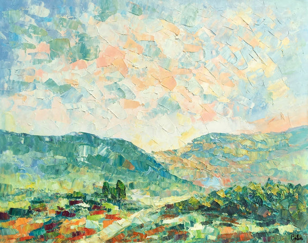 Mountain Landscape Canvas Paintings, Impasto Painting, Palette Knife Paintings, Original Landscape Art, Custom Large Painting for Bedroom-ArtWorkCrafts.com