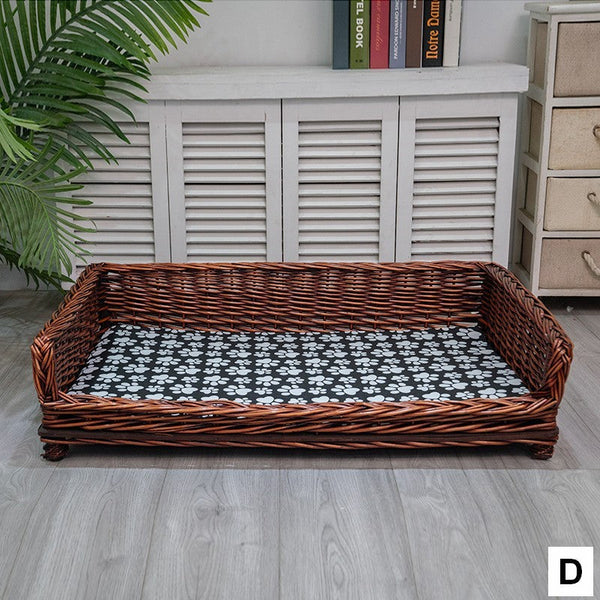 Large Hand Woven Rattan Cat Beds, Extra Large Natural Wicker Dog Bed with Washable Cushion for Indoor Cats and Dogs-ArtWorkCrafts.com