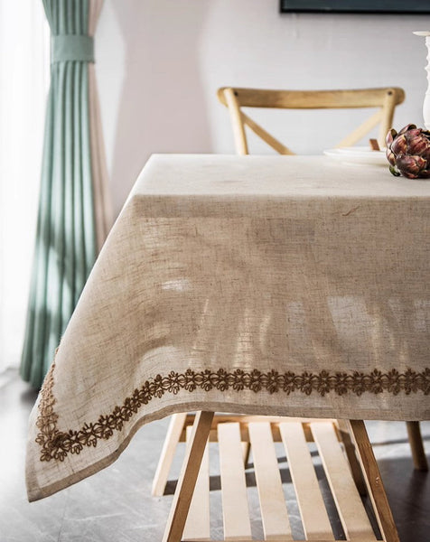 Large Rectangle Table Cover for Dining Room Table, Modern Table Cloth, Cotton and Linen Tablecloth for Home Decoration, Square Tablecloth for Round Table-ArtWorkCrafts.com