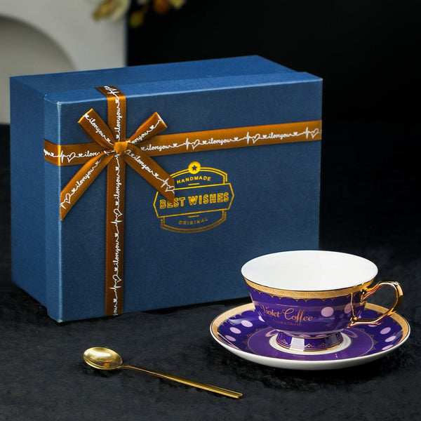 British Royal Tea Cup and Saucer Set in Gift Box, Ceramic Tea Cup and Saucer Set, Porcelain Coffee Cup with Saucer, Porcelain Tea Cup and Saucer Set-ArtWorkCrafts.com