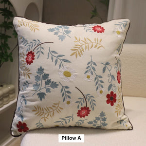 Decorative Throw Pillows for Couch, Embroider Flower Cotton Pillow Covers, Spring Flower Decorative Throw Pillows, Farmhouse Sofa Decorative Pillows-ArtWorkCrafts.com