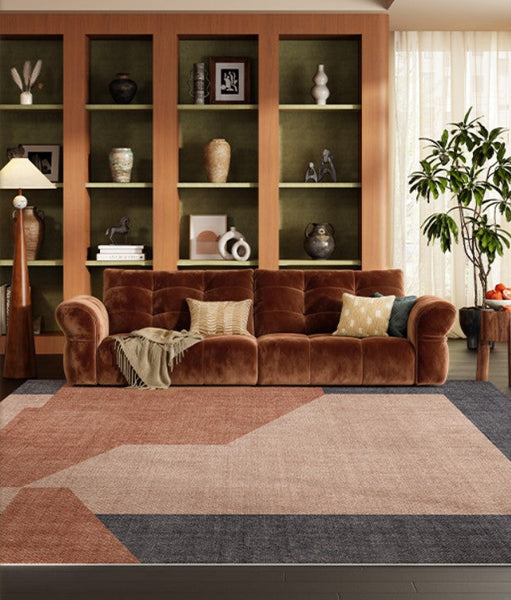 Mid Century Contemporary Modern Rugs, Abstract Modern Rugs for Living Room, Contemporary Geometric Carpets, Oversized Modern Rugs under Dining Room Table-ArtWorkCrafts.com