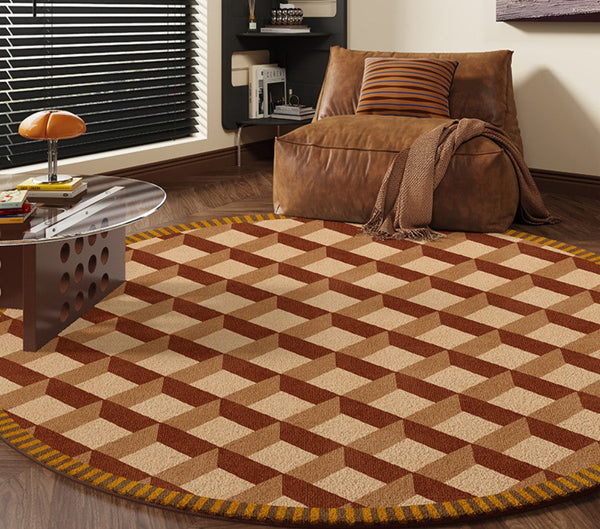 Modern Rugs under Chairs, Bedroom Modern Round Rugs, Dining Room Contemporary Round Rugs, Circular Modern Rug Ideas for Living Room-ArtWorkCrafts.com