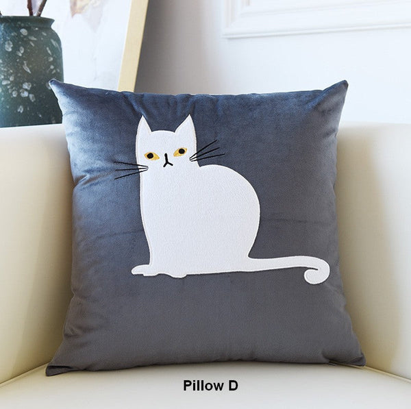 Decorative Throw Pillows, Lovely Cat Pillow Covers for Kid's Room, Modern Sofa Decorative Pillows, Cat Decorative Throw Pillows for Couch-ArtWorkCrafts.com
