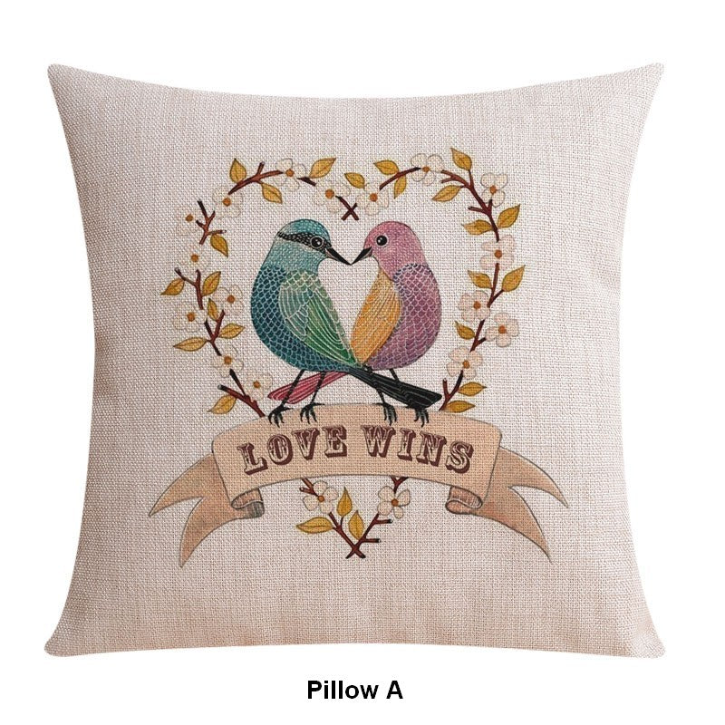 Love Birds Throw Pillows for Couch, Singing Birds Decorative Throw Pillows, Modern Sofa Decorative Pillows, Decorative Pillow Covers-ArtWorkCrafts.com