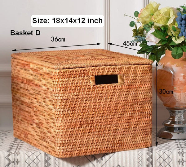 Storage Baskets for Bedroom, Large Laundry Storage Basket for Clothes, Rectangular Storage Basket, Rattan Baskets, Storage Baskets for Shelves-ArtWorkCrafts.com