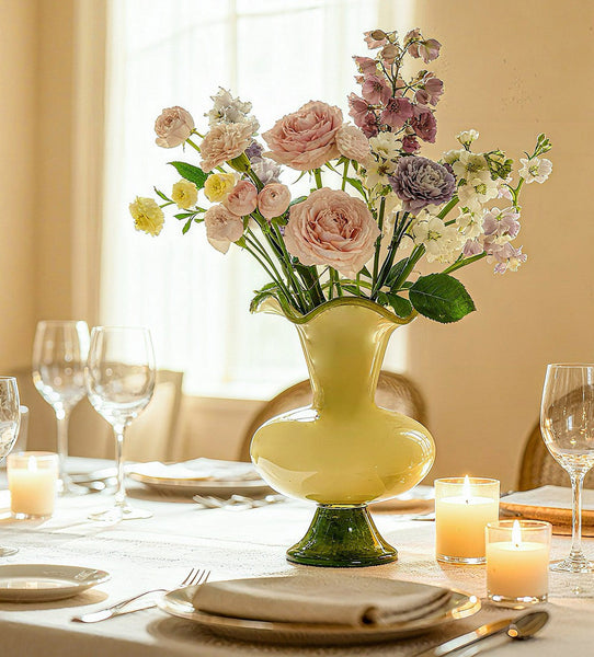 Unique Modern Glass Vase, Contemporary Vase for Modern Home Decor, Modern Glass Flower Vases, Handmade Liuli Vases, Centerpiece Vases on Table-ArtWorkCrafts.com