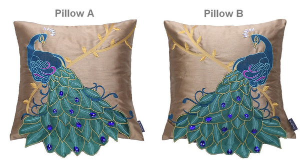Beautiful Decorative Throw Pillows, Embroider Peacock Cotton and linen Pillow Cover, Decorative Sofa Pillows, Decorative Pillows for Couch-ArtWorkCrafts.com