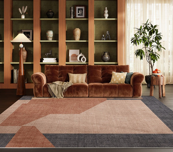 Mid Century Contemporary Modern Rugs, Abstract Modern Rugs for Living Room, Contemporary Geometric Carpets, Oversized Modern Rugs under Dining Room Table-ArtWorkCrafts.com