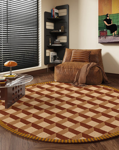 Modern Rugs under Chairs, Bedroom Modern Round Rugs, Dining Room Contemporary Round Rugs, Circular Modern Rug Ideas for Living Room-ArtWorkCrafts.com