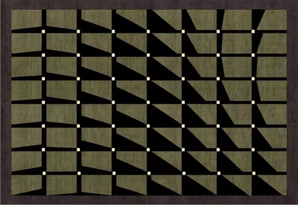 Modern Rugs for Dining Room, Modern Living Room Rug Ideas, Mid Century Modern Rugs Next to Bed, Green Contemporary Rugs for Bedroom-ArtWorkCrafts.com