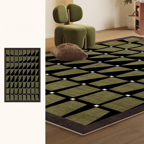 Modern Rugs for Dining Room, Modern Living Room Rug Ideas, Mid Century Modern Rugs Next to Bed, Green Contemporary Rugs for Bedroom-ArtWorkCrafts.com