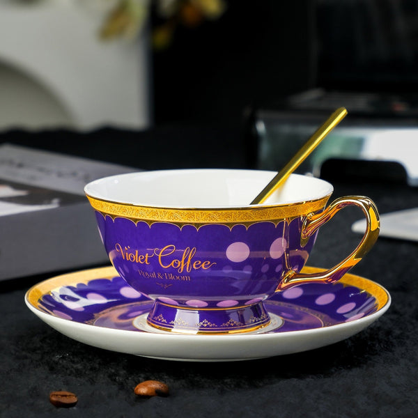 Ceramic Tea Cup and Saucer Set, Porcelain Coffee Cup with Saucer, British Royal Tea Cup and Saucer Set in Gift Box, Porcelain Tea Cup and Saucer Set-ArtWorkCrafts.com