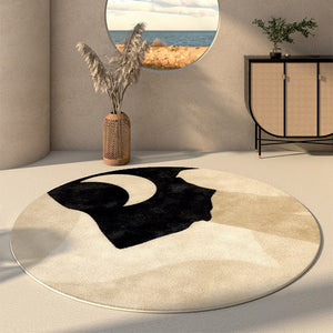 Modern Runner Rugs Next to Bed, Round Area Rug for Dining Room, Coffee Table Rugs, Contemporary Area Rugs for Bedroom, Circular Modern Area Rugs-ArtWorkCrafts.com