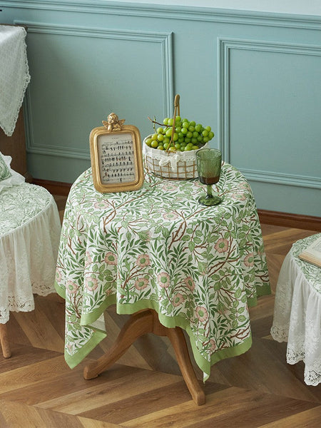 Large Rectangle Tablecloth for Dining Room Table, Square Tablecloth for Round Table, Farmhouse Table Cloth, Flower Pattern Tablecloth-ArtWorkCrafts.com