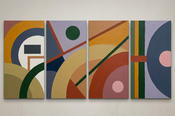 Modern Contemporary Paintings, Geometric Abstract Paintings, Hand Painted Canvas Art, Multi Panel Wall Painting-ArtWorkCrafts.com