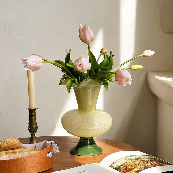 Bouquet Flower Vase, Vintage Glass Flower Vases, Water Holding Flower Vases, Glass Bud Vases, Handmade Flower Vases on Table-ArtWorkCrafts.com