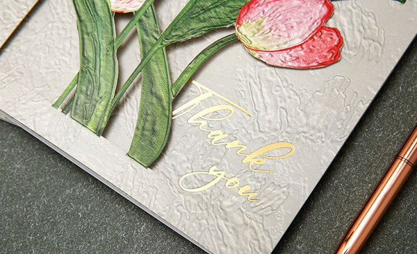 Tulip Flower Greeting Cards, Creative Birthday Greeting Card, Beautiful Greeting Cards to Friends, Original Handmade Greeting Cards-ArtWorkCrafts.com