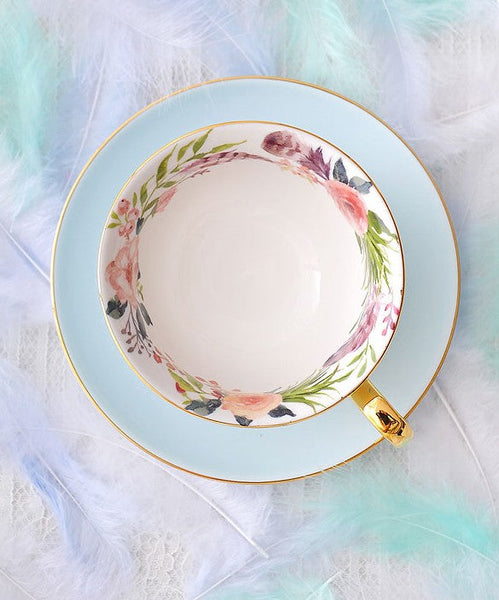 Royal Bone China Porcelain Tea Cup Set, Elegant Flower Pattern Ceramic Coffee Cups, Beautiful British Tea Cups, Unique Afternoon Tea Cups and Saucers in Gift Box-ArtWorkCrafts.com