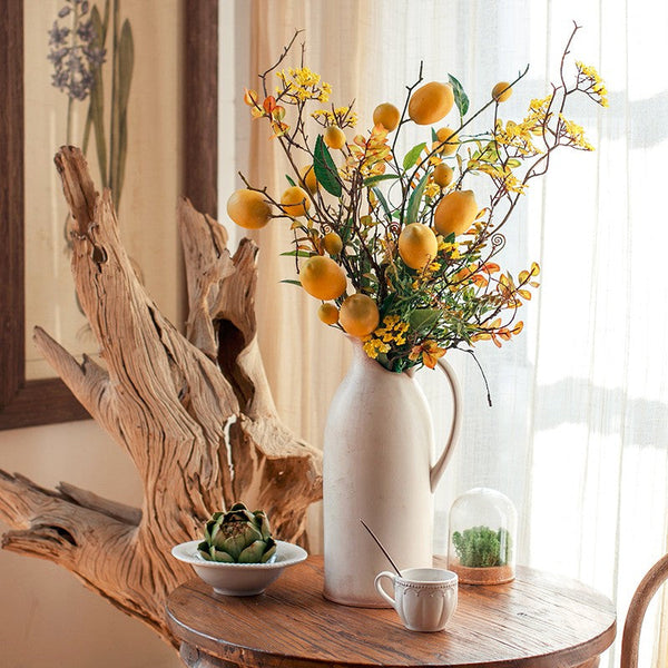 Lemon Branch, Fragrans stems, Fern leaf, Creative Flower Arrangement Ideas for Home Decoration, Unique Artificial Flowers, Simple Artificial Floral for Dining Room Table-ArtWorkCrafts.com