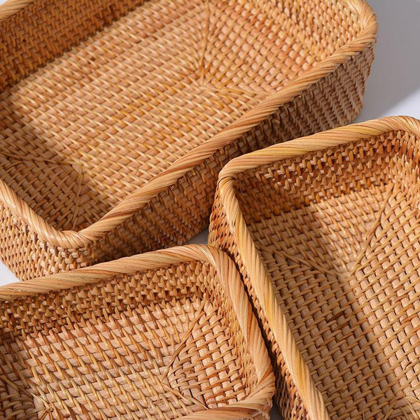 Woven Rectangular Basket for Shelves, Rattan Storage Basket, Storage Baskets for Bathroom, Woven Baskets for Living Room-ArtWorkCrafts.com