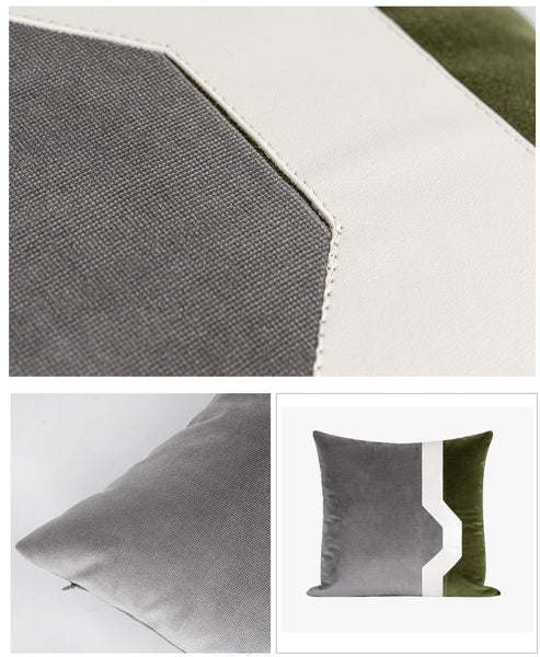 Modern Sofa Throw Pillows, Large Decorative Throw Pillows for Couch, Grey Green Abstract Contemporary Throw Pillow for Living Room-ArtWorkCrafts.com