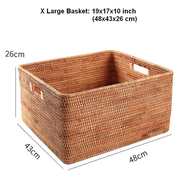 Extra Large Woven Baskets for Living Room, Storage Baskets for Clothes, Storage Baskets for Kitchen, Rectangular Storage Basket for Bedroom, Storage Baskets for Shelves-ArtWorkCrafts.com