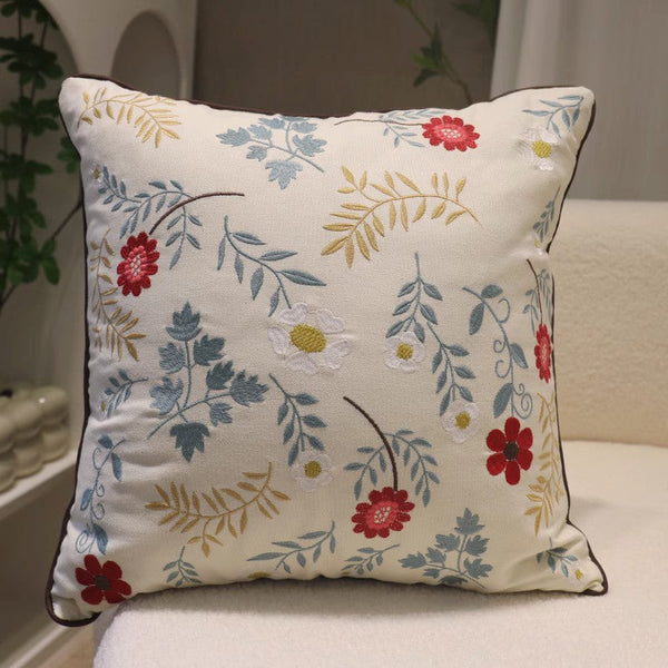 Decorative Throw Pillows for Couch, Embroider Flower Cotton Pillow Covers, Spring Flower Decorative Throw Pillows, Farmhouse Sofa Decorative Pillows-ArtWorkCrafts.com