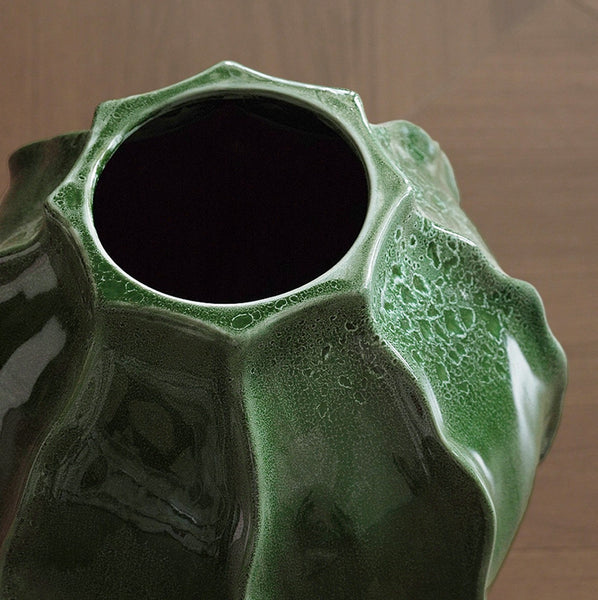 Handmade Modern Flower Vase, Centerpiece Ceramic Bouquet Vases, Large Contemporary Vases on Dining Table, Green Porcelain Vases for Modern Home Decor-ArtWorkCrafts.com