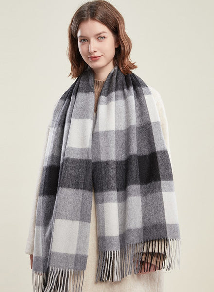 Soft Wool Scarf for women, Wool Scarf for Women, Plaid Winter Shawl, Christmas Holiday Gift, Evening Wrap, Large Winter Shawl, Elegant Shawl, Warm Cape, Winter Scarves-ArtWorkCrafts.com