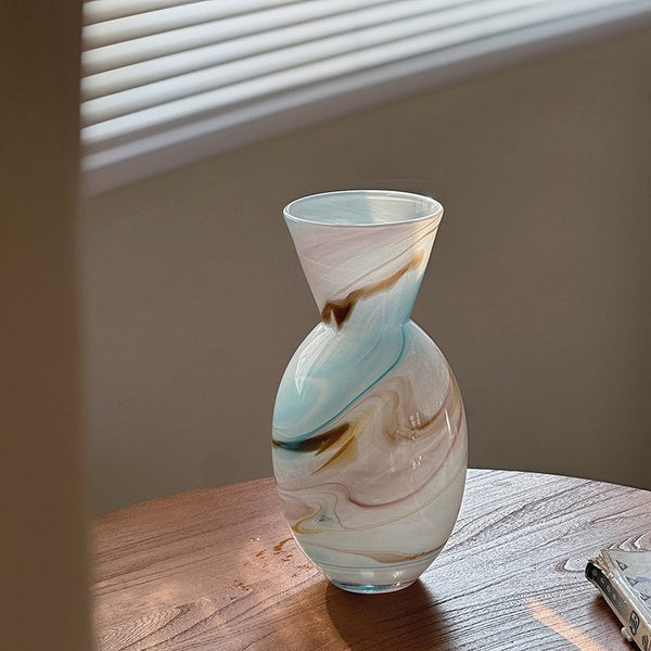 Cute Handmade Glass Vases, Vintage Small Glass Flower Vases, Flower Vases on Table, Modern Glass Vases for Flowers-ArtWorkCrafts.com