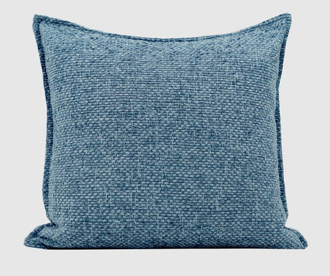 Large Modern Square Throw Pillows for Couch, Blue Modern Sofa Pillow, Blue Decorative Pillow, Simple Throw Pillow for Interior Design-ArtWorkCrafts.com