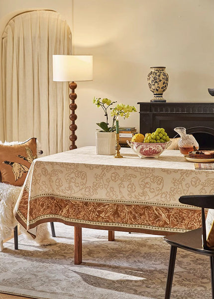 Flower Farmhouse Table Covers, Square Tablecloth for Round Table, Extra Large Modern Rectangular Tablecloth for Dining Room Table, Mid Century Tablecloth for Living Room-ArtWorkCrafts.com