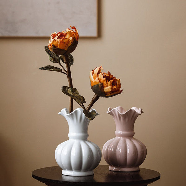 Handmade Water Holding Flower Vase, Ceramic Bud Vases, Small Flower Vases on Table, Rustic Porcelain Flower Vases-ArtWorkCrafts.com