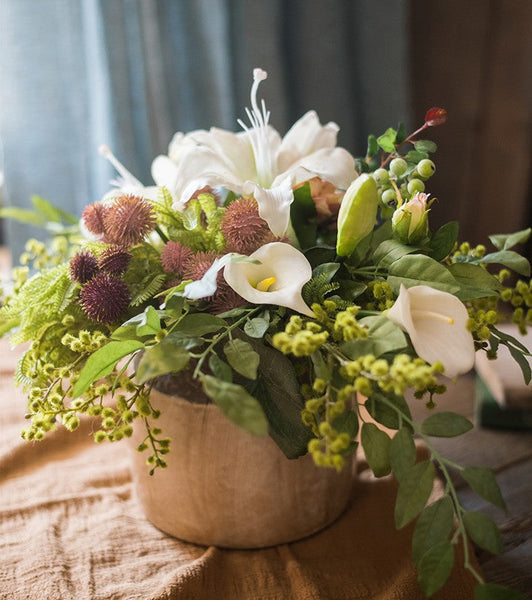 Calla Lily, Monstera Leaf, Globe Amaranth, Dahlia Flower, Botany Plants, Spring Flower Arrangement for Bedroom, Beautiful Modern Flower Arrangement Ideas for Home Decoration-ArtWorkCrafts.com