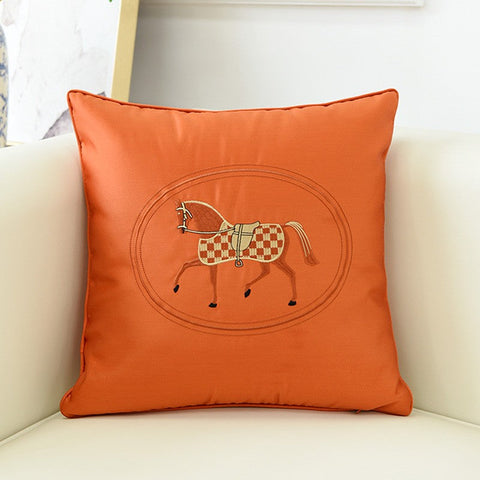 Embroider Horse Pillow Covers, Modern Decorative Throw Pillows, Horse Decorative Throw Pillows for Couch, Modern Sofa Decorative Pillows-ArtWorkCrafts.com
