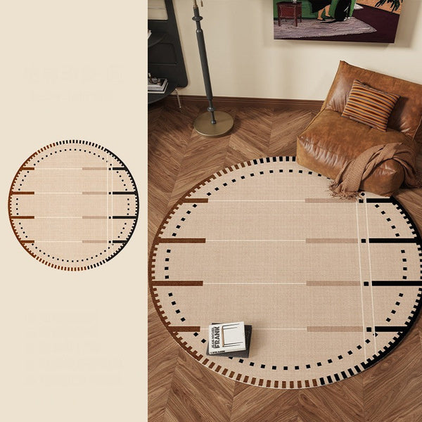 Geometric Round Rugs for Dining Room, Contemporary Modern Rugs, Mid Century Modern Rugs under Chairs, Bedroom Circular Modern Rugs-ArtWorkCrafts.com