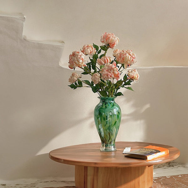 Large Green Glass Flower Vases, Modern Glass Flower Vases, Water Holding Flower Vases, Handmade Flower Vases on Table