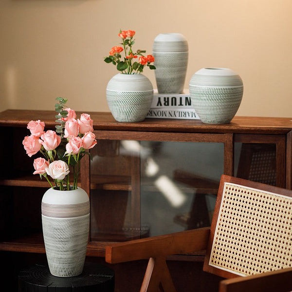 Pottery Flower Vases Urn, Modern Bouquet Flower Vases, Centerpiece on Dining Table, Large Flower Vase on Table, Handmade Water Holding Flower Vases-ArtWorkCrafts.com