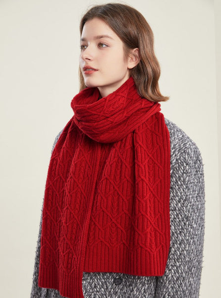 Cold Weather Scarf, Casual Scarf for Women, Fashion Designer Scarf, Red Winter Scarf, Modern Wool Scarf for Women, Soft Cashmere Scarf for Women-ArtWorkCrafts.com