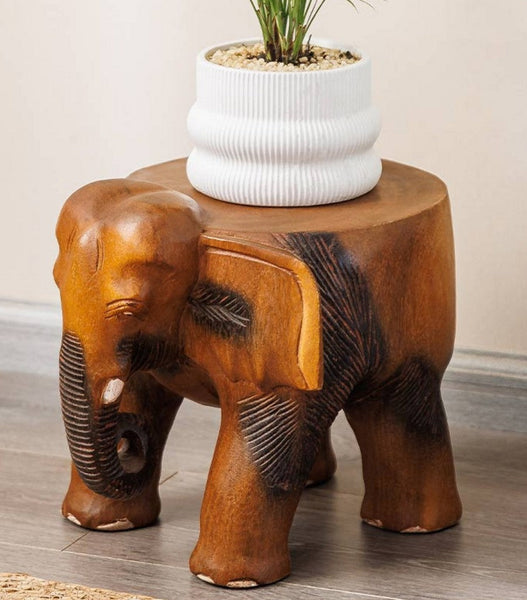 Handmade Solid Wood low Stool, Elephant Wooden Stool, Elephant Sofa Stool, Dining Table Stool, Creative Shoe-changing Stool-ArtWorkCrafts.com