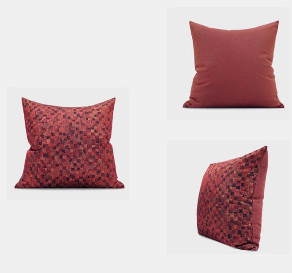 Large Modern Sofa Pillows, Red Decorative Throw Pillows for Couch, Large Decorative Throw Pillows, Contemporary Sofa Pillows for Interior Design-ArtWorkCrafts.com