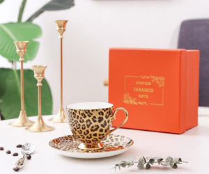 Unique Ceramic Coffee Cups and Saucers, Creative Ceramic Coffee Cups, Beautiful British Tea Cups, Creative Bone China Porcelain Tea Cup Set-ArtWorkCrafts.com