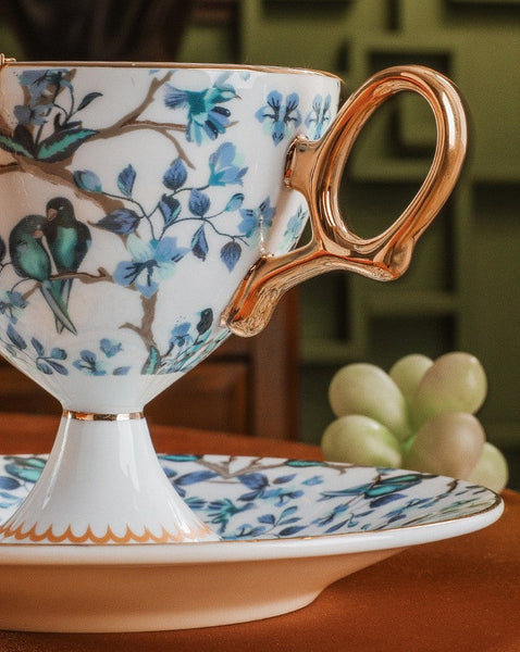 Ceramic Tea Cups and Saucers in Gift Box, British Tea Cup set, Elegant Ceramic Coffee Cups, Creative Porcelain Tea Cup Set and Saucer-ArtWorkCrafts.com